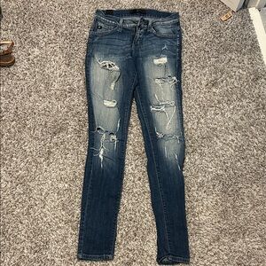 KanCan Distressed Skinny Jeans - Dark Blue Wash